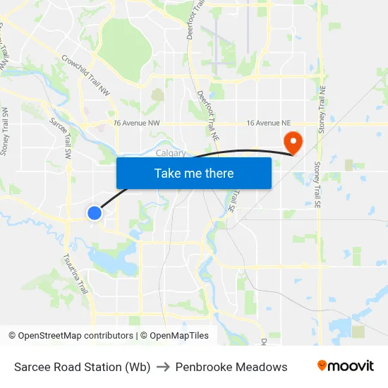Sarcee Road Station (Wb) to Penbrooke Meadows map