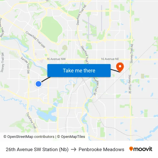 26th Avenue SW Station (Nb) to Penbrooke Meadows map
