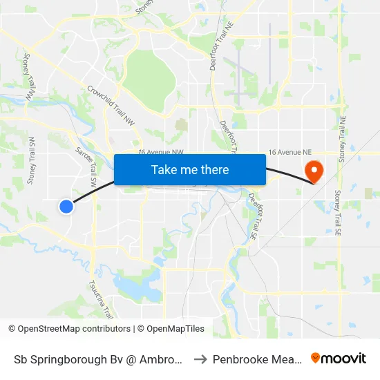 Sb Springborough Bv @ Ambrose Ci SW to Penbrooke Meadows map