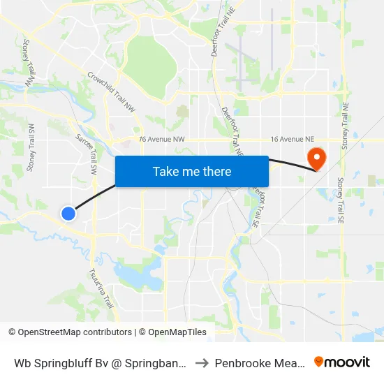 Wb Springbluff  Bv @ Springbank Ga SW to Penbrooke Meadows map