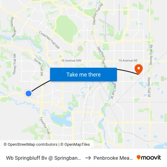 Wb Springbluff Bv @ Springbank Wy SW to Penbrooke Meadows map