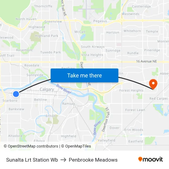 Sunalta Lrt Station Wb to Penbrooke Meadows map