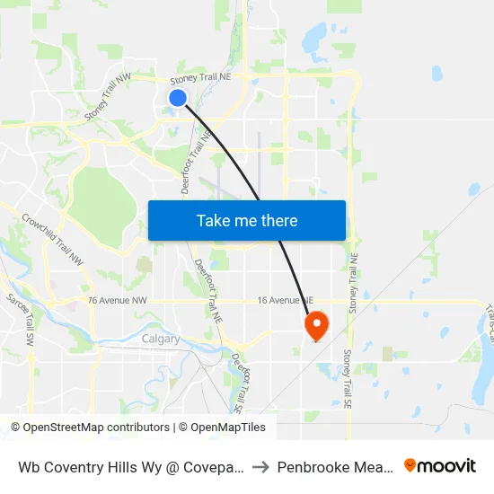 Wb Coventry Hills Wy @ Covepark Dr NE to Penbrooke Meadows map