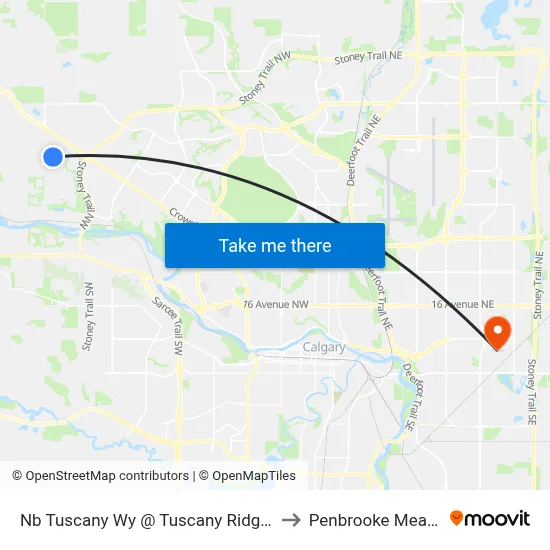 Nb Tuscany Wy @ Tuscany Ridge Ht NW to Penbrooke Meadows map