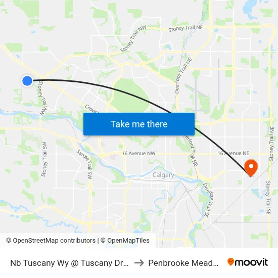Nb Tuscany Wy @ Tuscany Dr NW to Penbrooke Meadows map