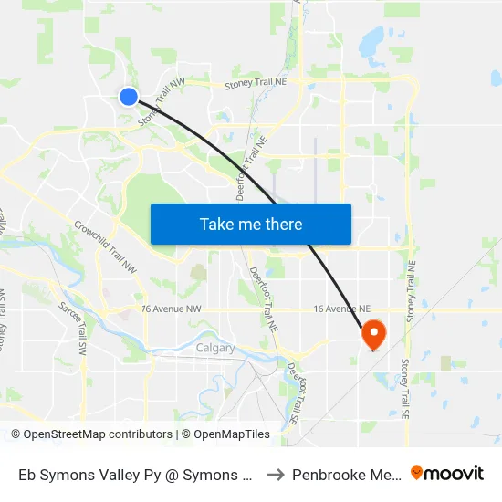 Eb Symons Valley Py @ Symons Valley Rd NW to Penbrooke Meadows map