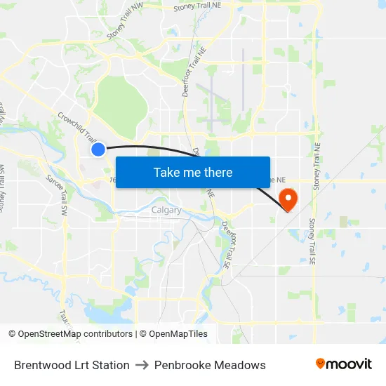 Brentwood Lrt Station to Penbrooke Meadows map