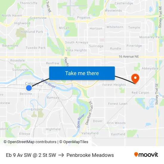 Eb 9 Av SW @ 2 St SW to Penbrooke Meadows map