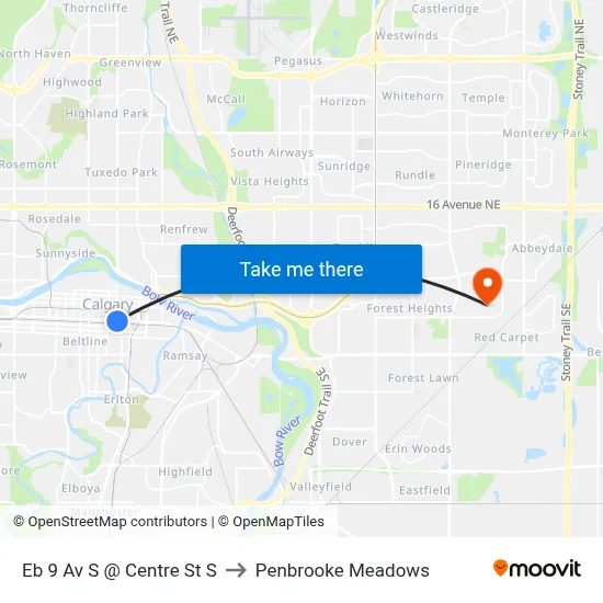 Eb 9 Av S @ Centre St S to Penbrooke Meadows map
