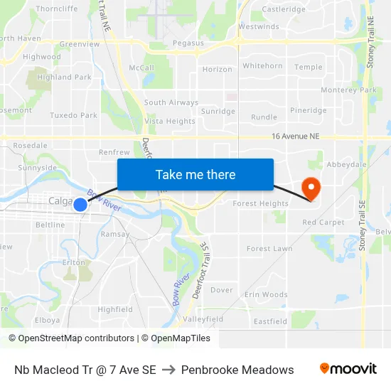 Nb Macleod Tr @ 7 Ave SE to Penbrooke Meadows map