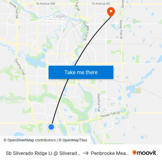 Sb Silverado Ridge Li @ Silverado Bv SW to Penbrooke Meadows map