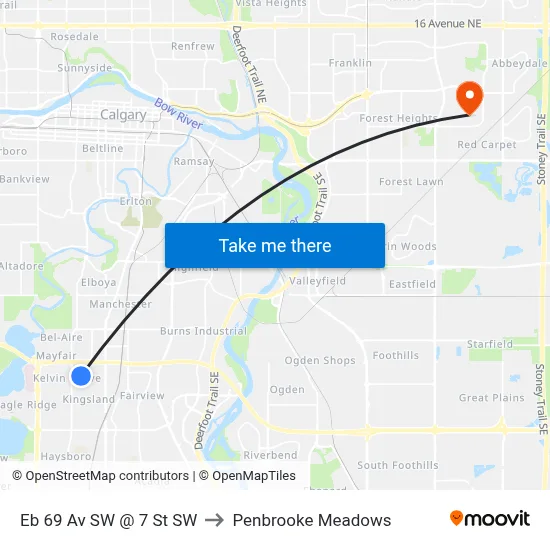 Eb 69 Av SW @ 7 St SW to Penbrooke Meadows map