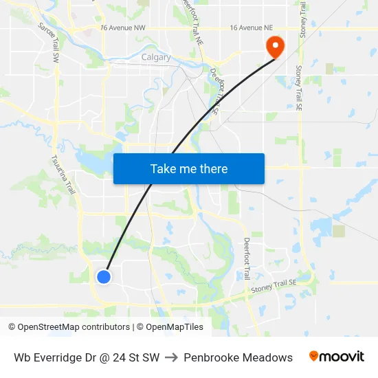 Wb Everridge Dr @ 24 St SW to Penbrooke Meadows map