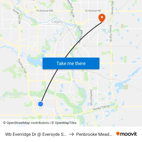 Wb  Everridge Dr @ Eversyde St SW to Penbrooke Meadows map