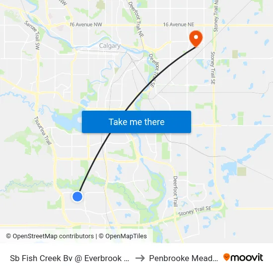 Sb Fish Creek Bv @ Everbrook Dr SW to Penbrooke Meadows map
