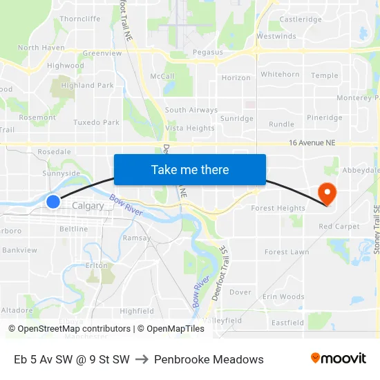 Eb 5 Av SW @ 9 St SW to Penbrooke Meadows map