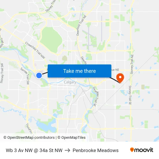 Wb 3 Av NW @ 34a St NW to Penbrooke Meadows map