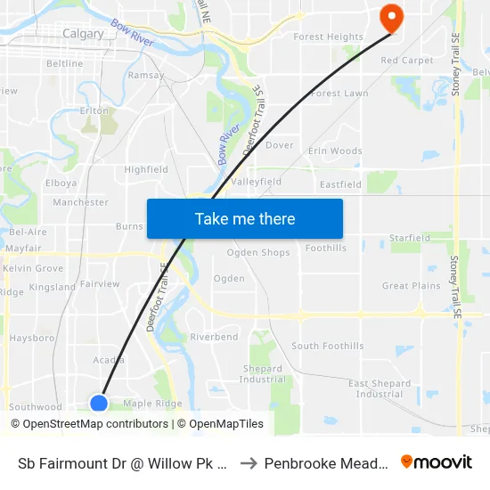 Sb Fairmount Dr @ Willow Pk Dr SE to Penbrooke Meadows map