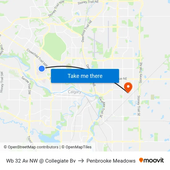 Wb 32 Av NW @ Collegiate Bv to Penbrooke Meadows map