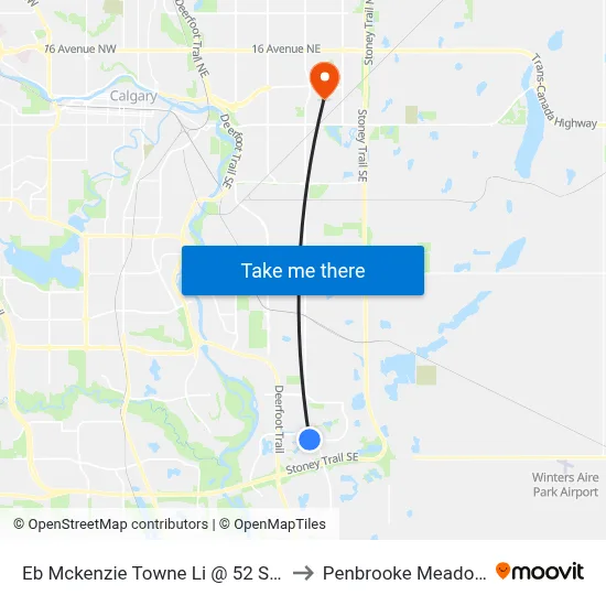 Eb Mckenzie Towne Li @ 52 St SE to Penbrooke Meadows map
