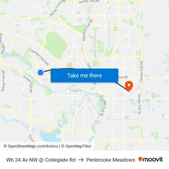 Wb 24 Av NW @ Collegiate Rd to Penbrooke Meadows map