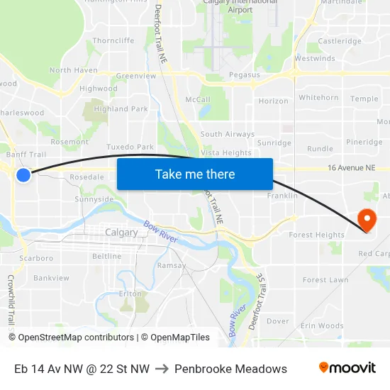 Eb 14 Av NW @ 22 St NW to Penbrooke Meadows map