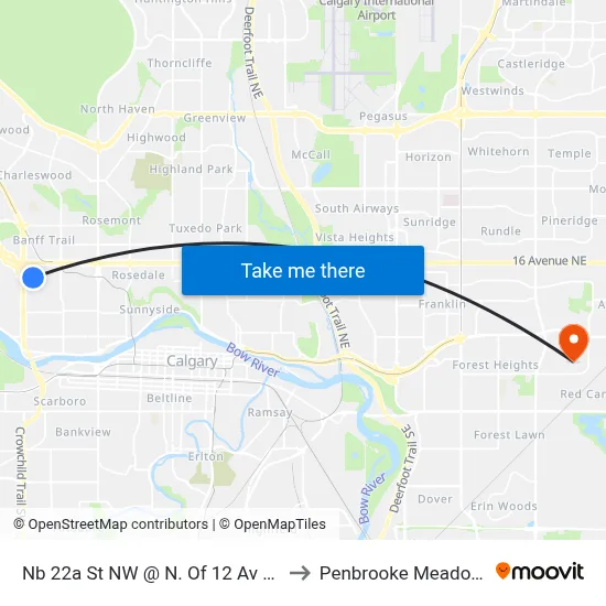 Nb 22a St NW @ N. Of 12 Av NW to Penbrooke Meadows map