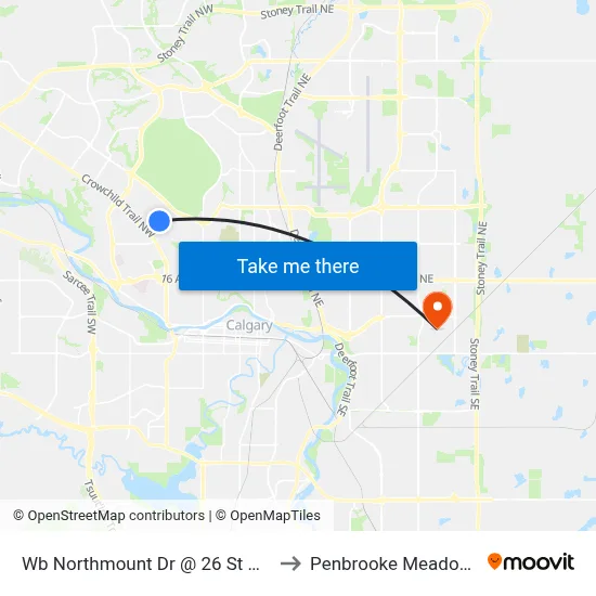 Wb Northmount Dr @ 26 St NW to Penbrooke Meadows map