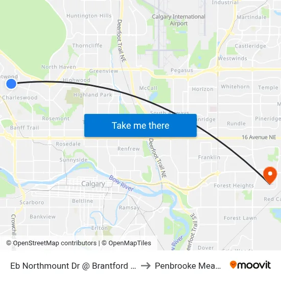 Eb Northmount Dr @ Brantford Dr NW to Penbrooke Meadows map