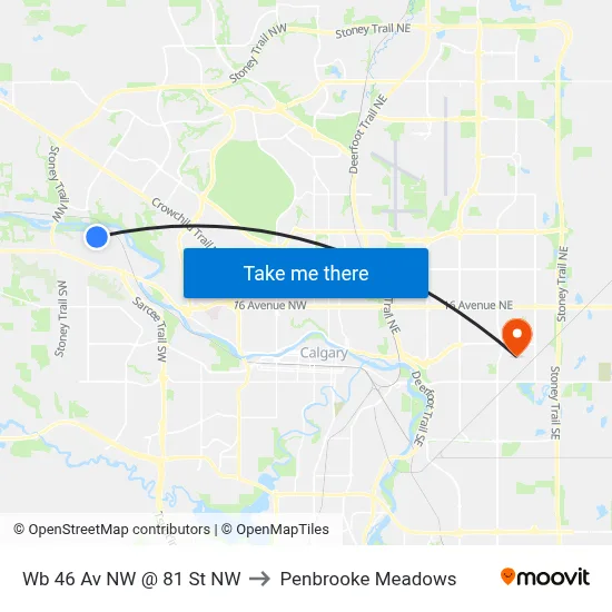 Wb 46 Av NW @ 81 St NW to Penbrooke Meadows map
