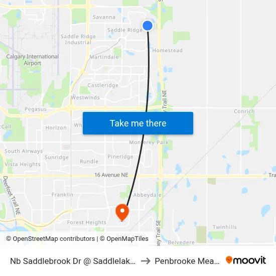Nb Saddlebrook Dr @ Saddlelake Wy NE to Penbrooke Meadows map