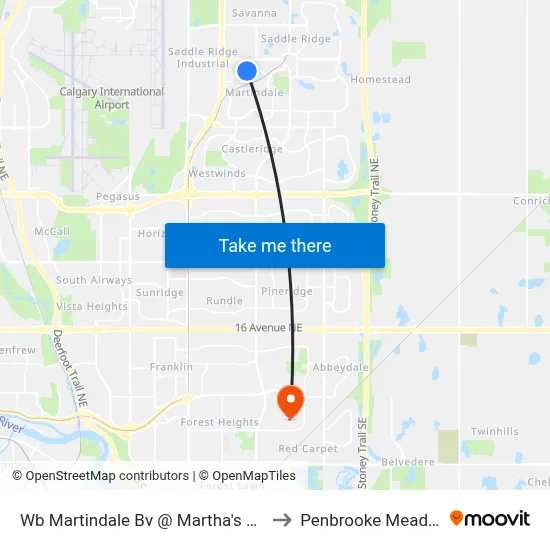 Wb Martindale Bv @ Martha's Wy NE to Penbrooke Meadows map