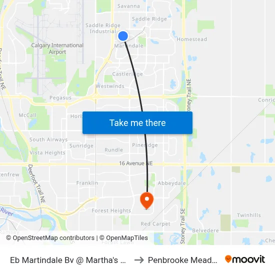 Eb Martindale Bv @ Martha's Cl NE to Penbrooke Meadows map