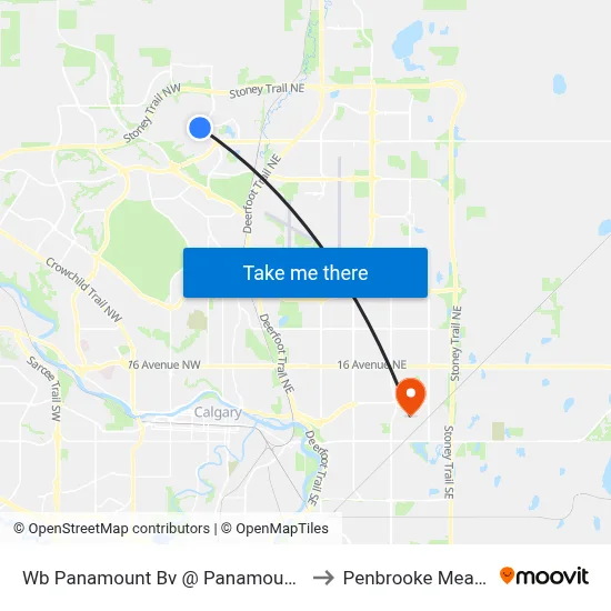 Wb Panamount Bv @ Panamount Hl NW to Penbrooke Meadows map