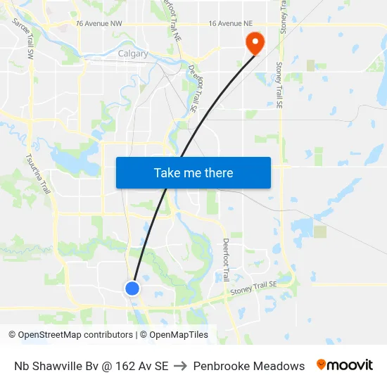Nb Shawville Bv @ 162 Av SE to Penbrooke Meadows map