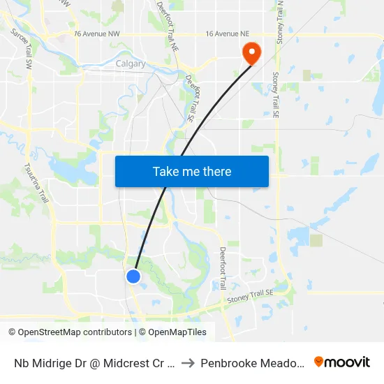 Nb Midrige Dr @ Midcrest Cr SE to Penbrooke Meadows map