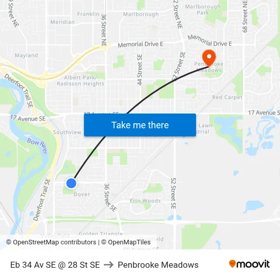 Eb 34 Av SE @ 28 St SE to Penbrooke Meadows map