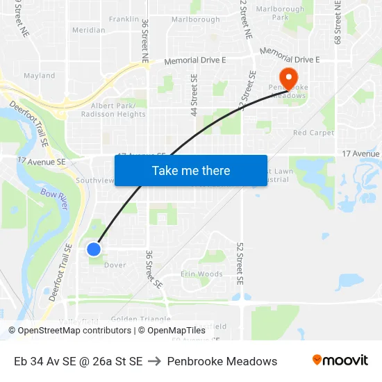 Eb 34 Av SE @ 26a St SE to Penbrooke Meadows map