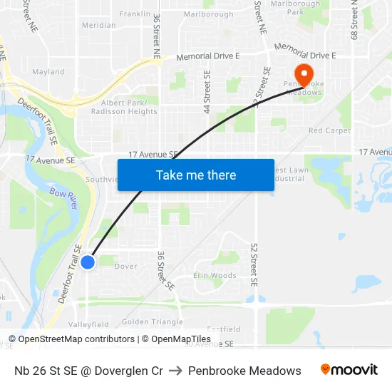 Nb 26 St SE @ Doverglen Cr to Penbrooke Meadows map