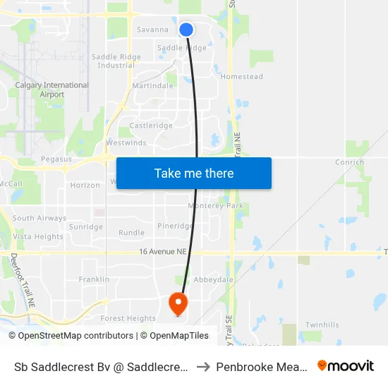 Sb Saddlecrest Bv @ Saddlecrest Pl NE to Penbrooke Meadows map