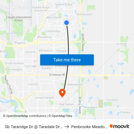 Sb Tararidge Dr @ Taradale Dr NE to Penbrooke Meadows map