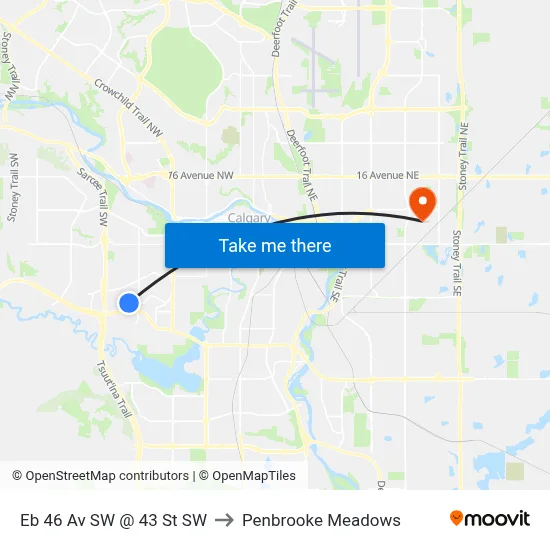Eb 46 Av SW @ 43 St SW to Penbrooke Meadows map