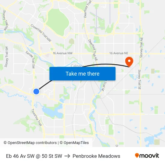 Eb 46 Av SW @ 50 St SW to Penbrooke Meadows map