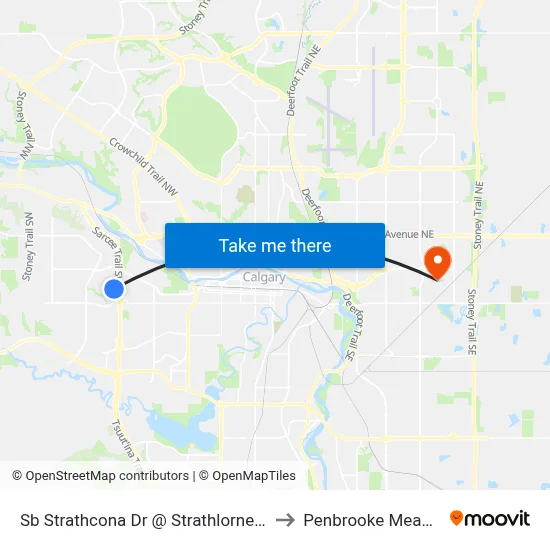 Sb Strathcona Dr @ Strathlorne Cr SW to Penbrooke Meadows map