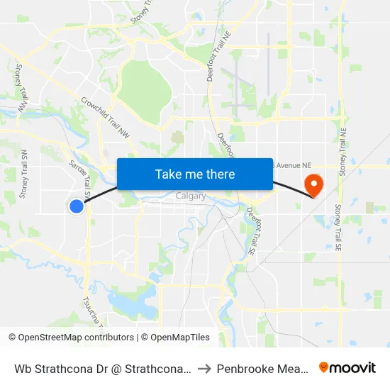 Wb Strathcona Dr @ Strathcona Rd SW to Penbrooke Meadows map
