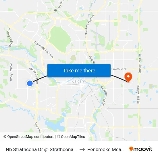 Nb Strathcona Dr @ Strathcona Dr SW to Penbrooke Meadows map
