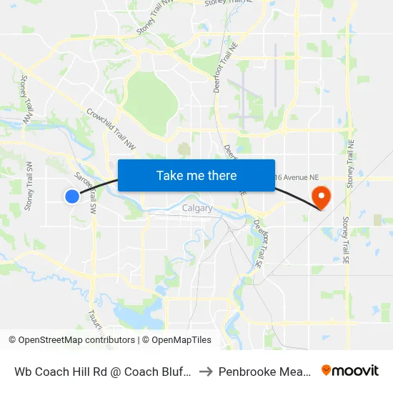 Wb Coach Hill Rd @ Coach Bluff Cr SW to Penbrooke Meadows map