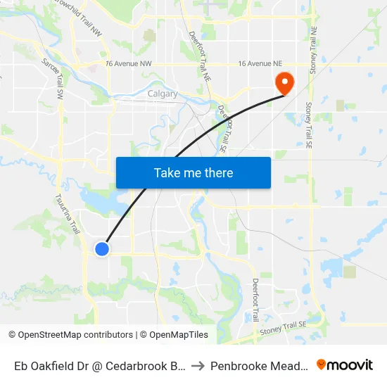 Eb Oakfield Dr @ Cedarbrook Ba SW to Penbrooke Meadows map