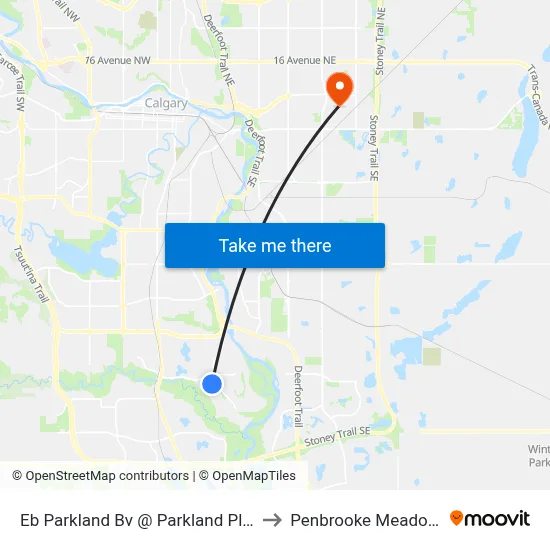 Eb Parkland Bv @ Parkland Pl SE to Penbrooke Meadows map