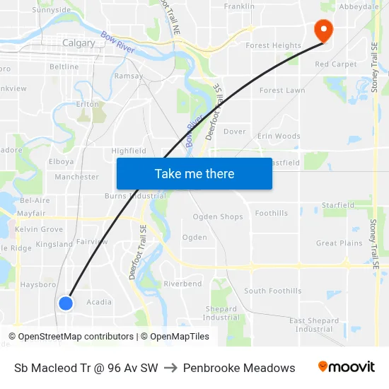 Sb Macleod Tr @ 96 Av SW to Penbrooke Meadows map